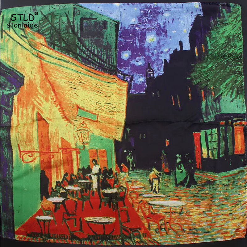 55X55CM Eruo Van Gogh Oil Pain - Scarf Silk Square recension och pris