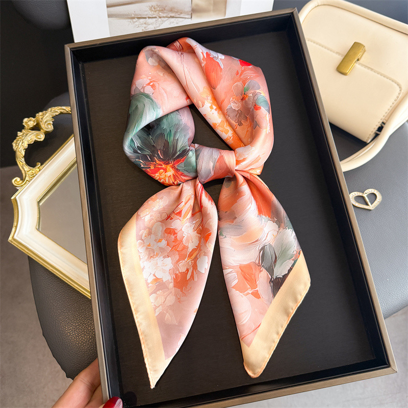 2026 New Floral Print Silk Squ - Ascot Neck Scarf recension och pris