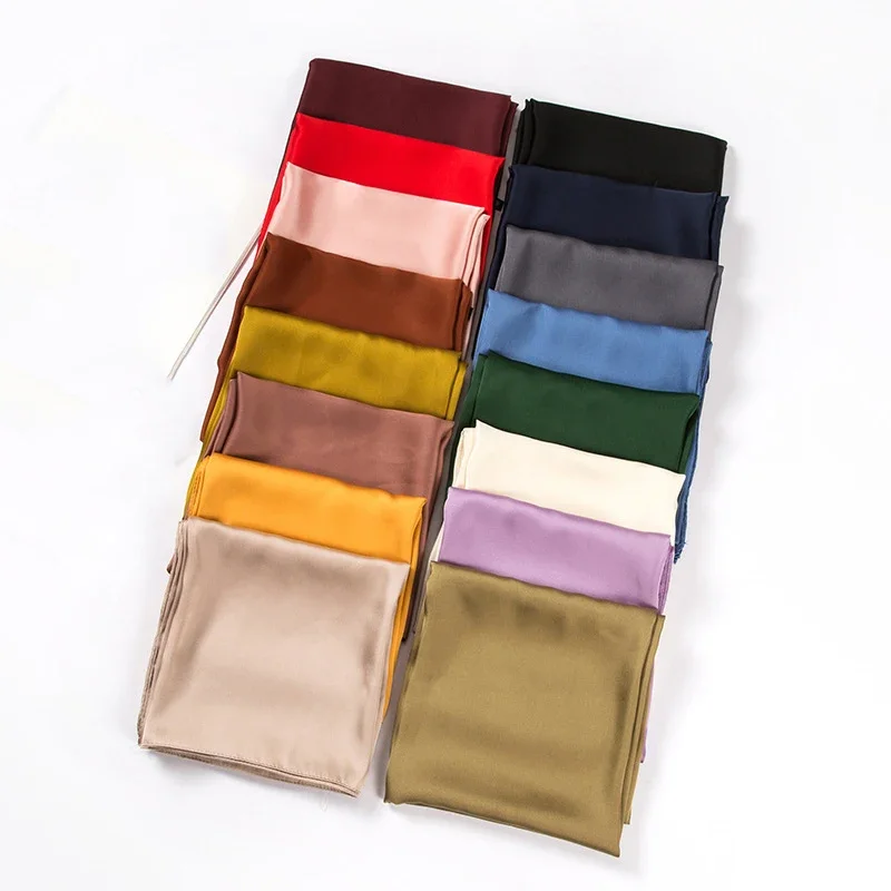 Satin Scarf Women 70cm Solid C - Scarf Silk Square recension och pris