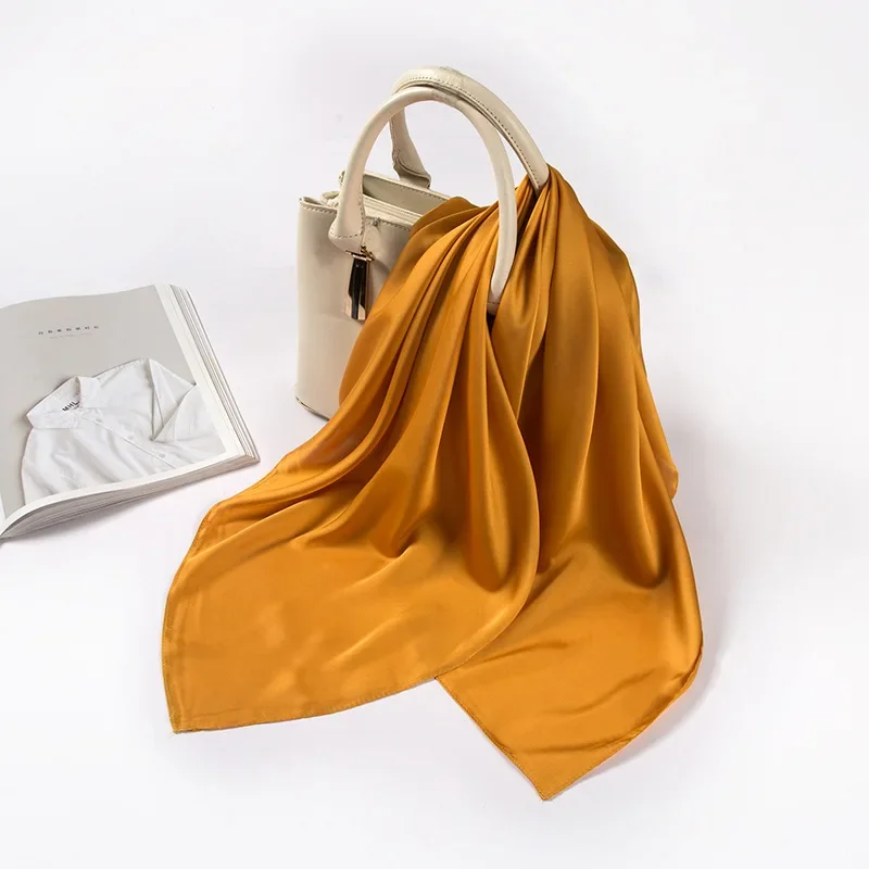 Satin Scarf Women 70cm Solid C - Scarf Silk Square recension och pris
