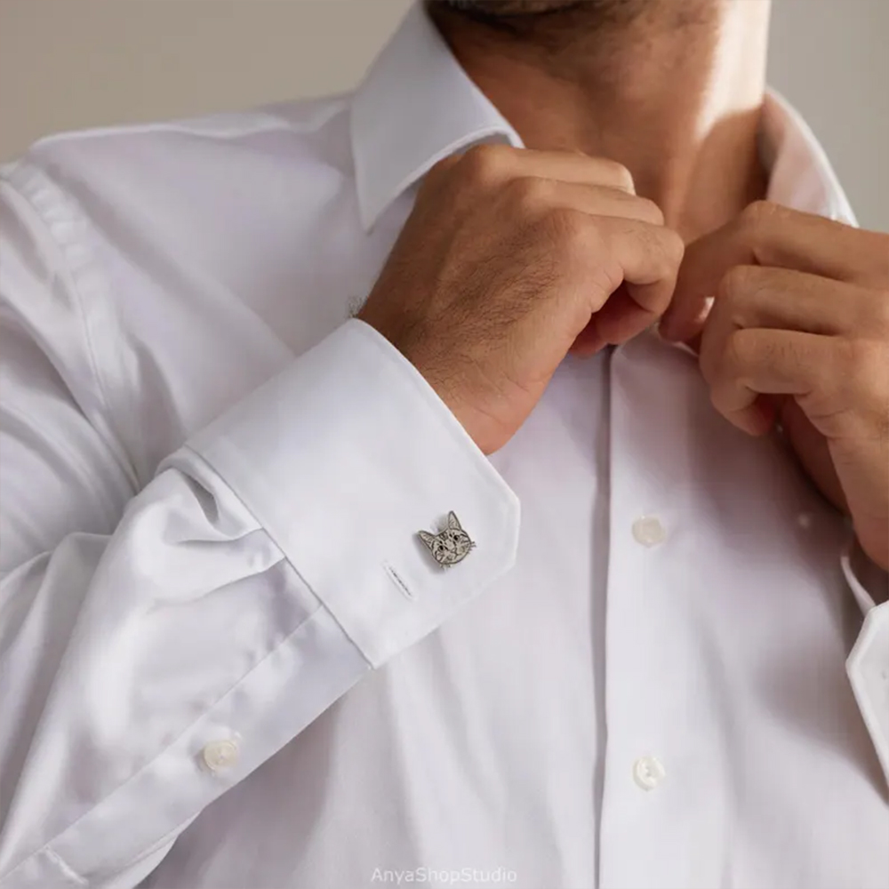 Custom Pet Portrait Cufflinks  - Tie Clip Silver recension och pris