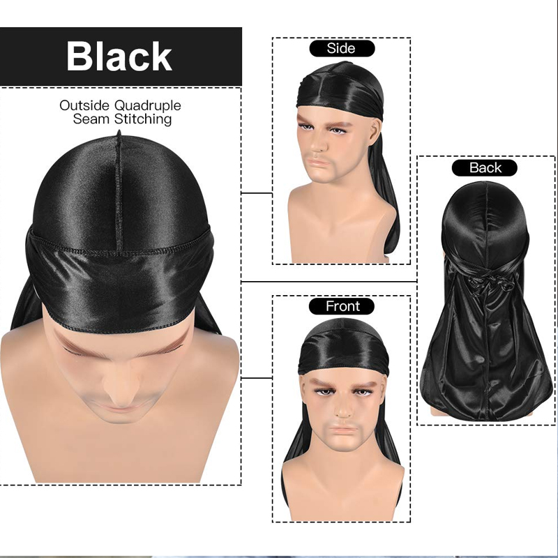 1-4Pcs New silk Durag Bandana  - Bandana Doo Rag recension och pris