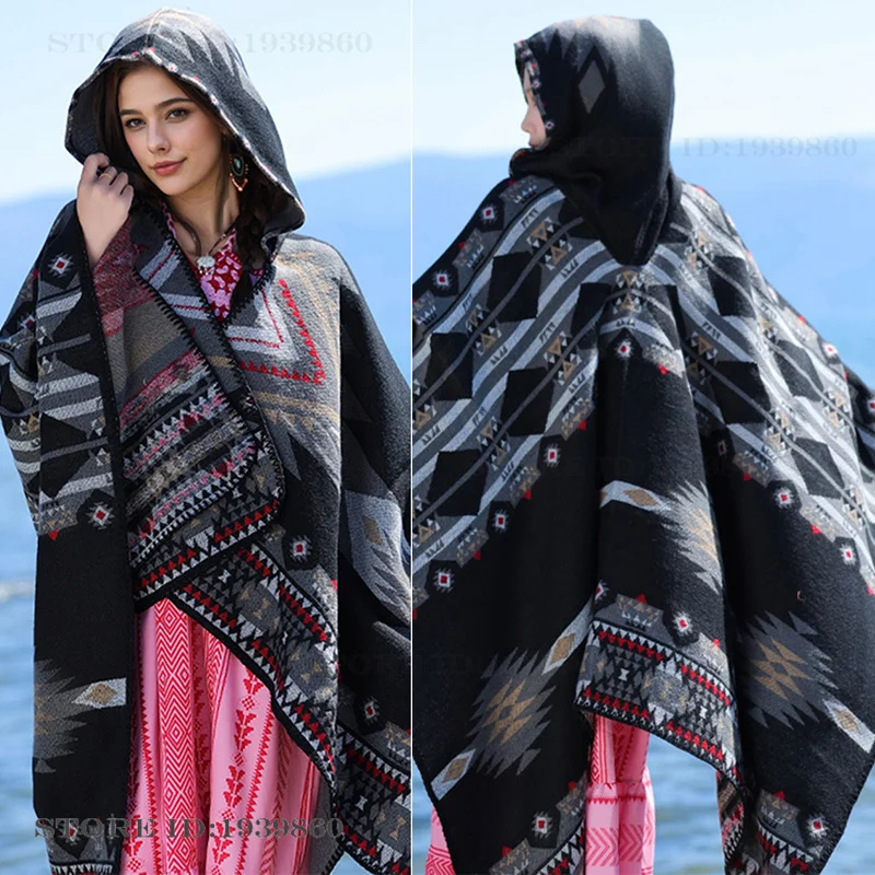 Hooded Warmth Scarf Shawl Cape - Woven Scarf Blanket recension och pris
